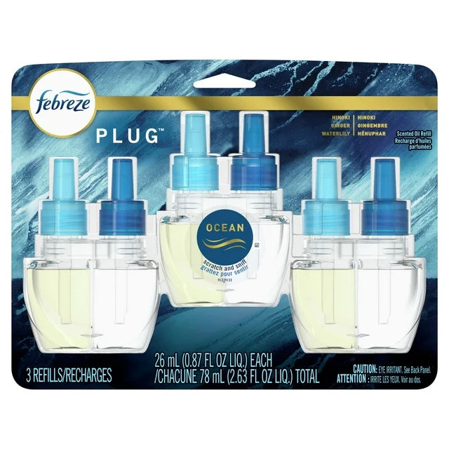 Febreze Plug Origins Fade Defy 0.87 oz. Ocean Scent Plug-In Air Freshener (3-Count)